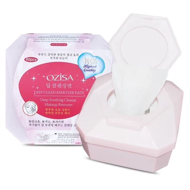 泰国OZISA卸妆湿巾 深层清洁眼唇脸部温和无刺激卸妆便携免洗60片/盒
